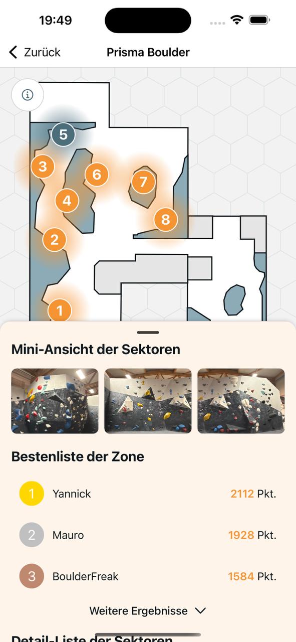 BoulderHub Interaktive Hallenkarte